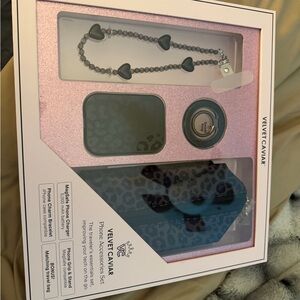 Velvet Caviar Pink Glitter & Black Leopard Phone Accessory Set
